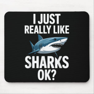 Cool Shark Art For Men Women Great White Hammerhea Mouse Mat