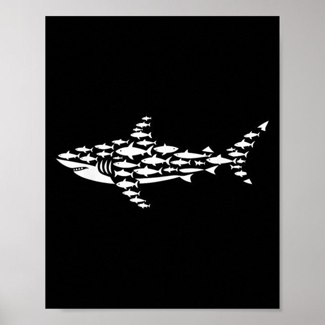Cool Shark Art For Men Women Kids Boys Girls Shark Poster (Front)