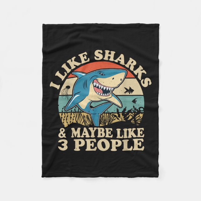 Cool Shark Art Men Women Great White Hammerhead Sh Fleece Blanket (Front)