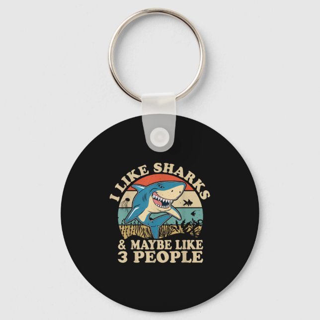 Cool Shark Art Men Women Great White Hammerhead Sh Key Ring (Front)