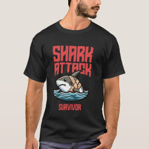 Cool Shark Attack Survivor Injury Beach Funny Shar T-Shirt