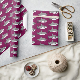 Cool Shark Cartoon Illustration Wrapping Paper