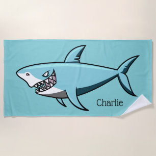 Cool Shark custom name beach towel