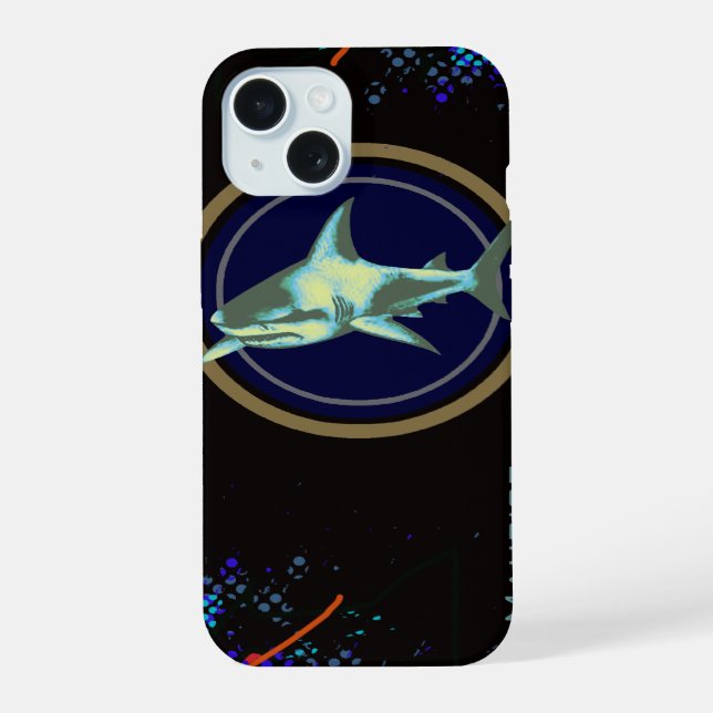 cool shark-design personalized iPhone 15 case (Back)