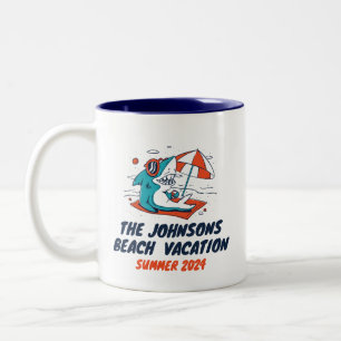 Cool Shark Family Reunion Beach Vacation Holiday Two-Tone Coffee Mug