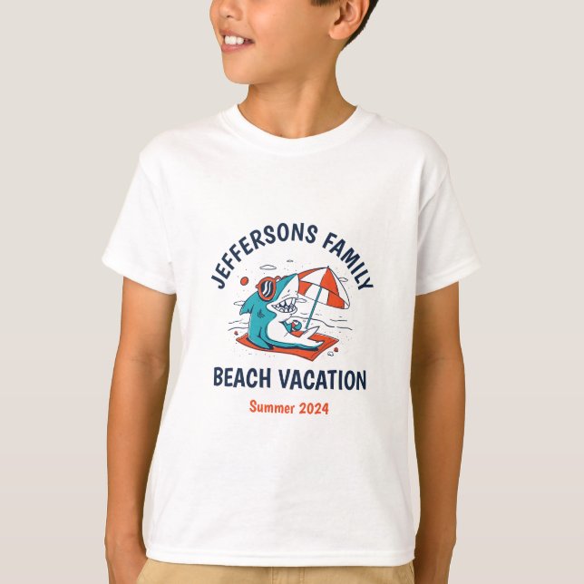 Cool Shark Matching Family Trip Beach Vacation T-Shirt (Front)