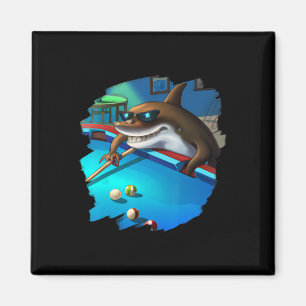 Cool Shark Playing Pool Billiards In Lounge Funny Magnet