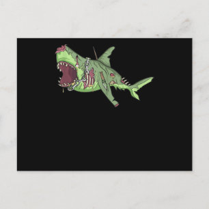 Cool Shark Zombie Funny Lazy DIY Halloween Costum Postcard