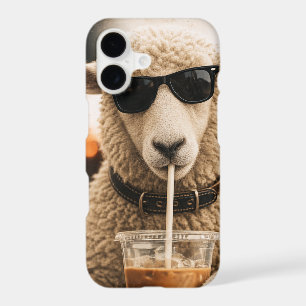 Cool Sheep Drinking Iced Coffee
