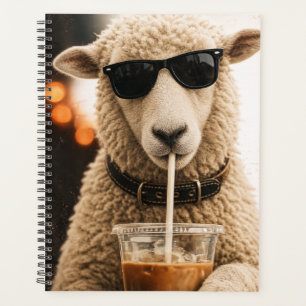 Cool Sheep Drinking Iced Coffee Planner