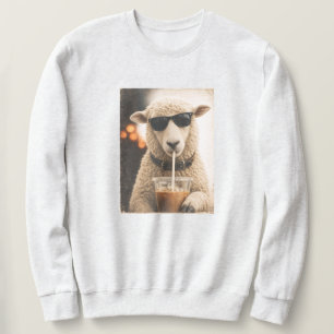Cool Sheep Drinking Iced Coffee Sweatshirt