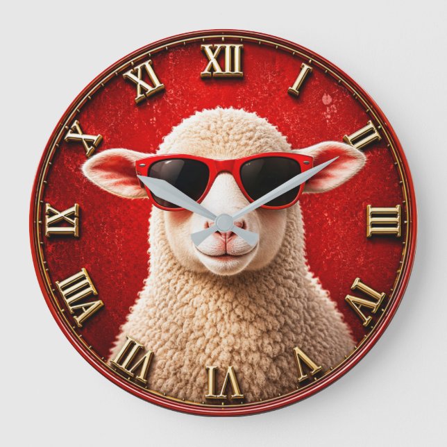 Cool Sheep Funny Farmhouse Sheep Decor Large Clock (Front)