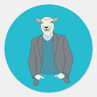 Cool Sheep Head Man in a Suit Classic Round Sticker