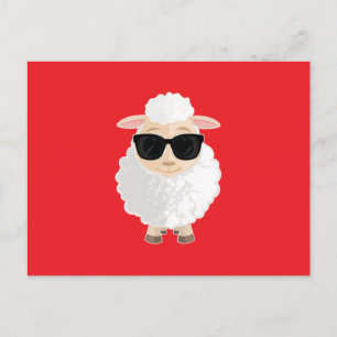 Cool Sheep Sunglasses Bold Red Solid Colour Postcard