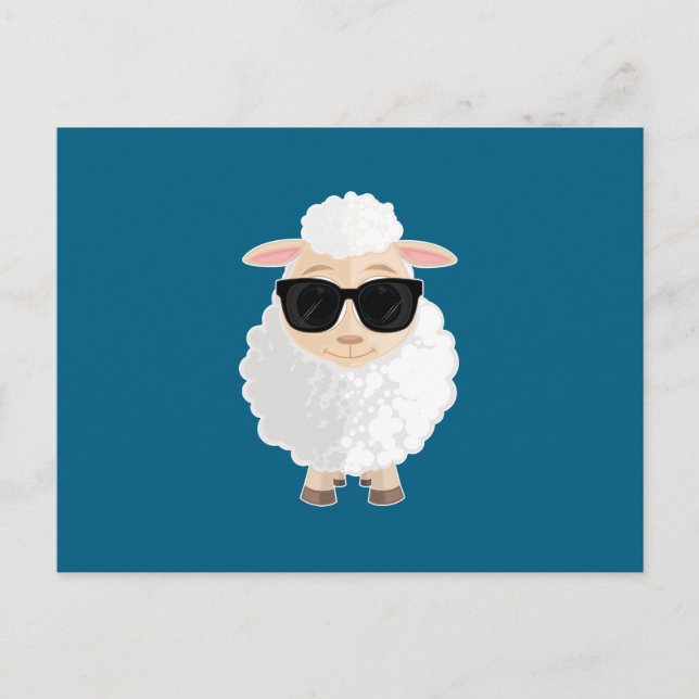 Cool Sheep Sunglasses Deep Teal Solid Colour Postcard (Front)