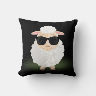 Cool Sheep Sunglasses Neon Green Modern Aesthetic Cushion