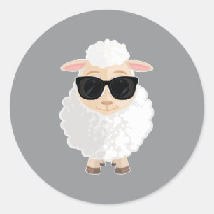 Cool Sheep Sunglasses Round Sticker Cute Cartoon