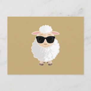 Cool Sheep Sunglasses Warm Gold Solid Colour Postcard