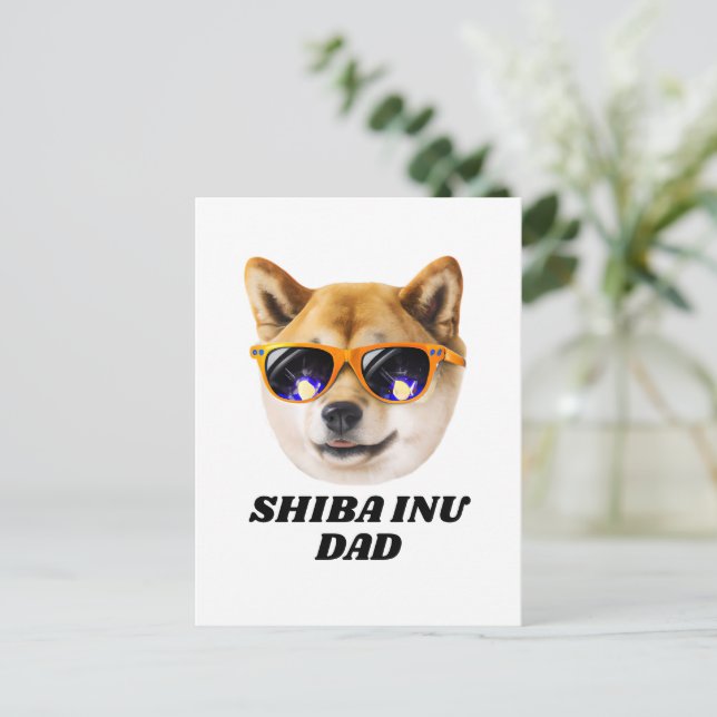Cool Shiba Inu Dad Wearing Glasses Father's Day Postcard (Standing Front)