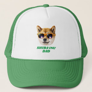 Cool Shiba Inu Dad Wearing Glasses Father's Day Trucker Hat