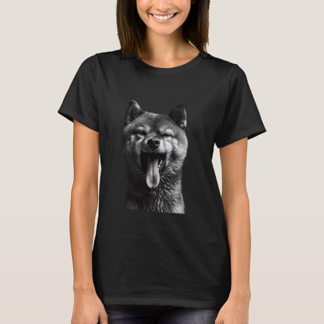 Cool Shiba Inu Sticking Tongue Out Playful Defianc T-Shirt (Front)