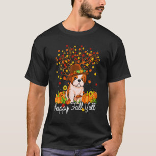 Cool Shih Tzu Autumn Pumpkins Happy Fall Y'all T-Shirt
