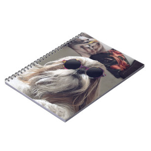Cool Shih Tzu long hair vintage Sunglasses Photo Notebook