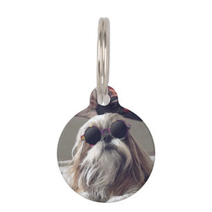 Cool Shih Tzu long hair vintage Sunglasses Photo Pet Tag