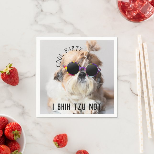 Cool Shih Tzu you Not fun cute Sunglasses party Napkin (Insitu)