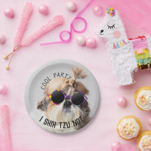 Cool Shih Tzu you Not fun cute Sunglasses Party Paper Plate
