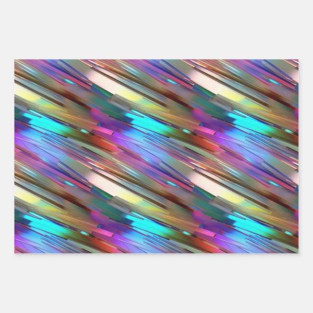 Cool Shiny Colourful Chrome Blue Green Gold Patter Wrapping Paper Sheet (Front)