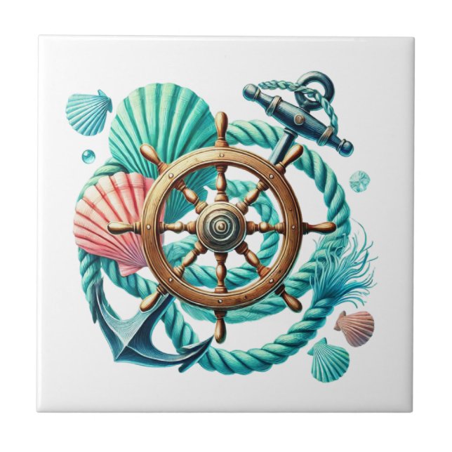 Cool ships wheel anchor tile (Front)
