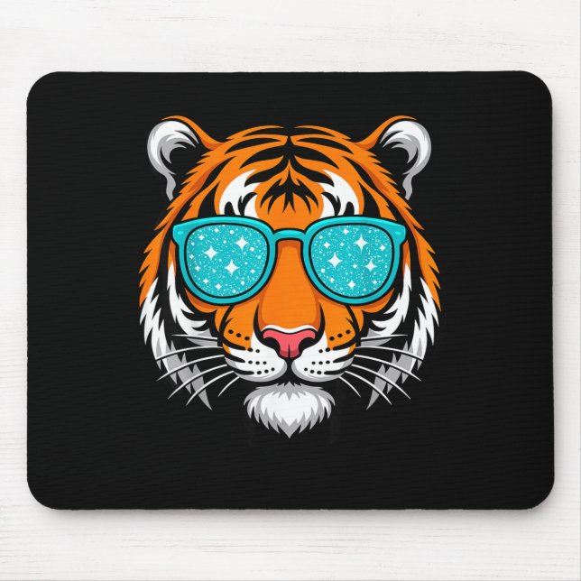 Cool Shirts For Boys Kids, Funny Tiger Sungles  Mouse Mat (Front)