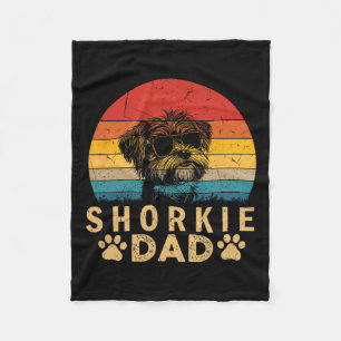 Cool Shorkie Dad Dog Lovers Paw Print Fathers Day  Fleece Blanket