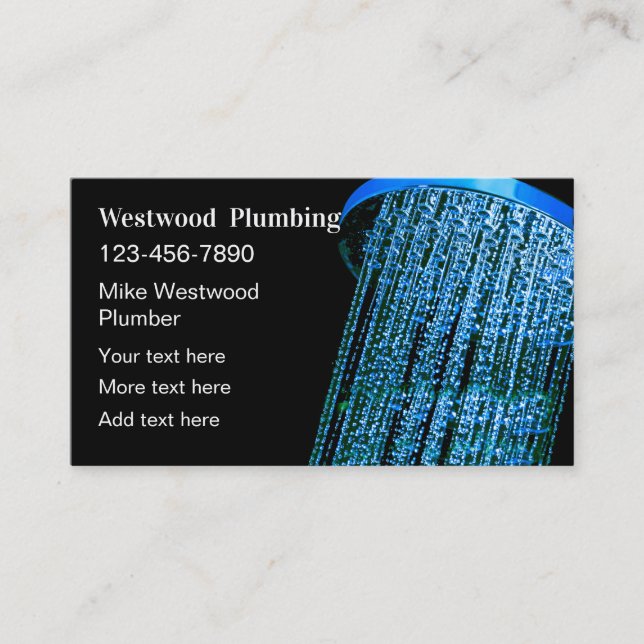 Cool Shower Water Plumbing Business Card (Front)