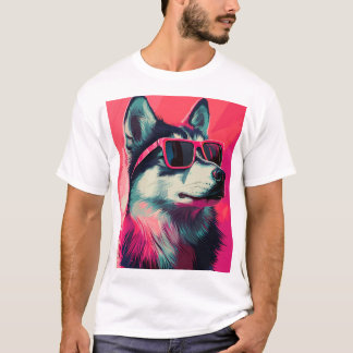 Cool Siberian Husky dog with sunglasses T-Shirt