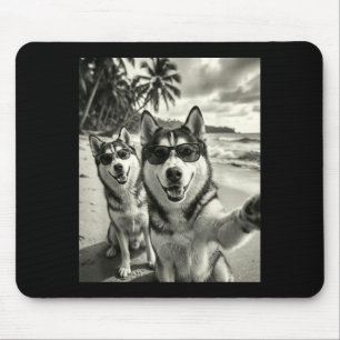 Cool siberian husky funny dog selfie beach mouse mat