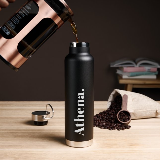 Cool Signature Trendy Stylish Custom Name Water Bottle (Coffee)