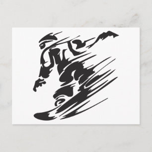 Cool Silhouette Snowboarding Mountain Postcard