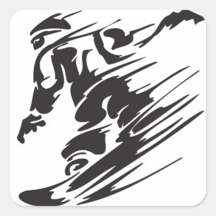 Cool Silhouette Snowboarding Mountain Stickers