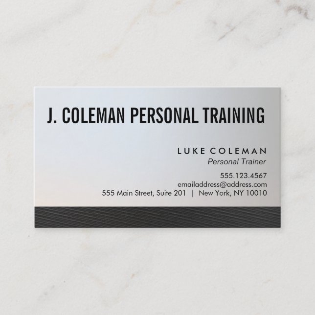 Cool Silver Black Personal Fitness Trainer Business Card (Front)