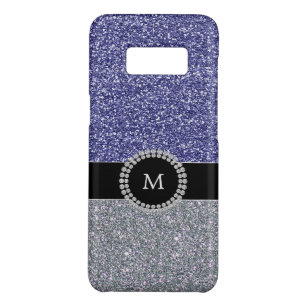 Cool Silver blue glitter diamond monogram Case-Mate Samsung Galaxy S8 Case