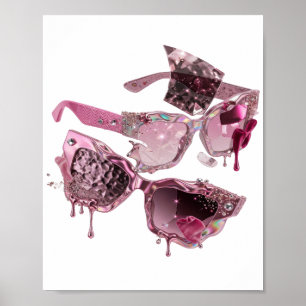 Cool Silver BROKEN GLASS SUNGLASSES Bold Design Poster