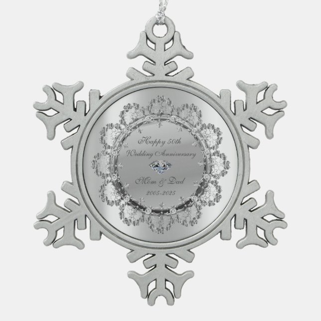 Cool Silver Floral Ornaments Wedding Anniversary (Front)