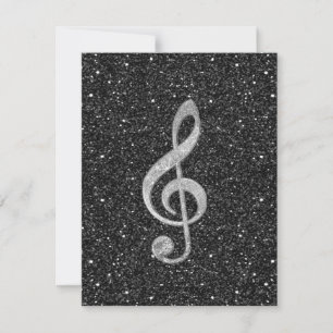 Cool silver glitter shining effects treble clef