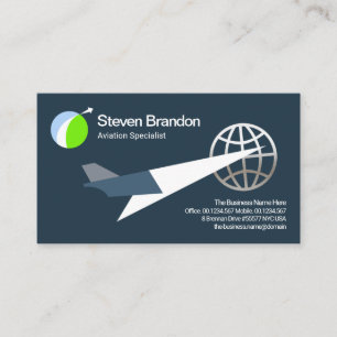 Cool Silver Globe Logistics Jet Plane Aviation Business Card
