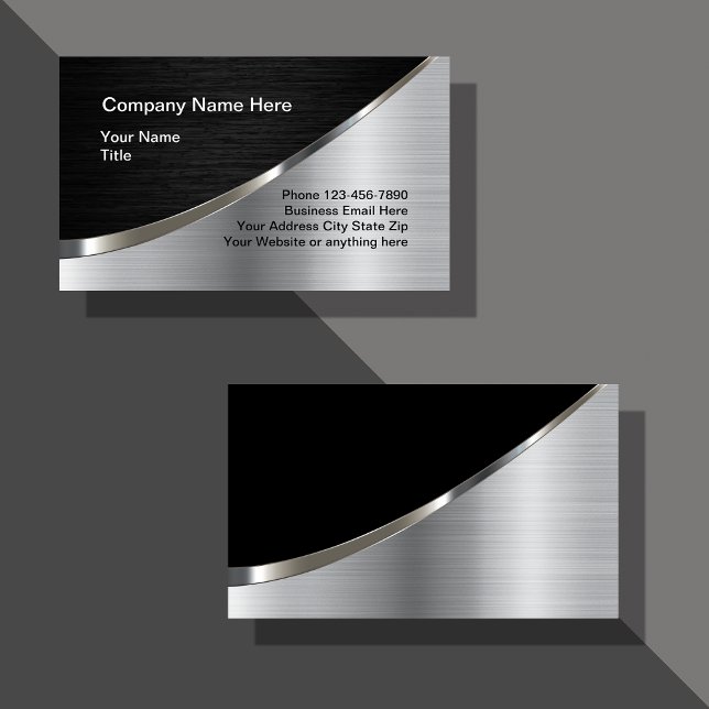 Cool Silver Metallic Look Construction Business Ca Card (Creator Uploaded)