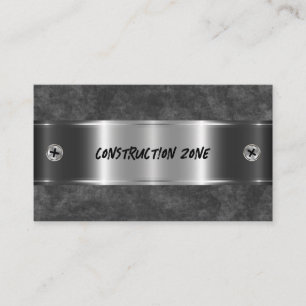 Cool Silver Metallic Look Construction Theme Business Card