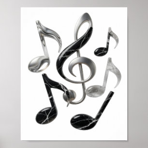 Cool Silver MUSIC IN MOTION Text Design Poster