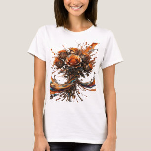 Cool Silver ORANGE ROSES IN METALLIC BLOOM T-Shirt